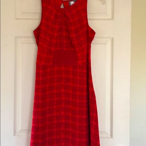 Anthropologie Red Plaid Silk Dress - Picture 2 of 3